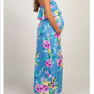 Blue floral ruffle dress